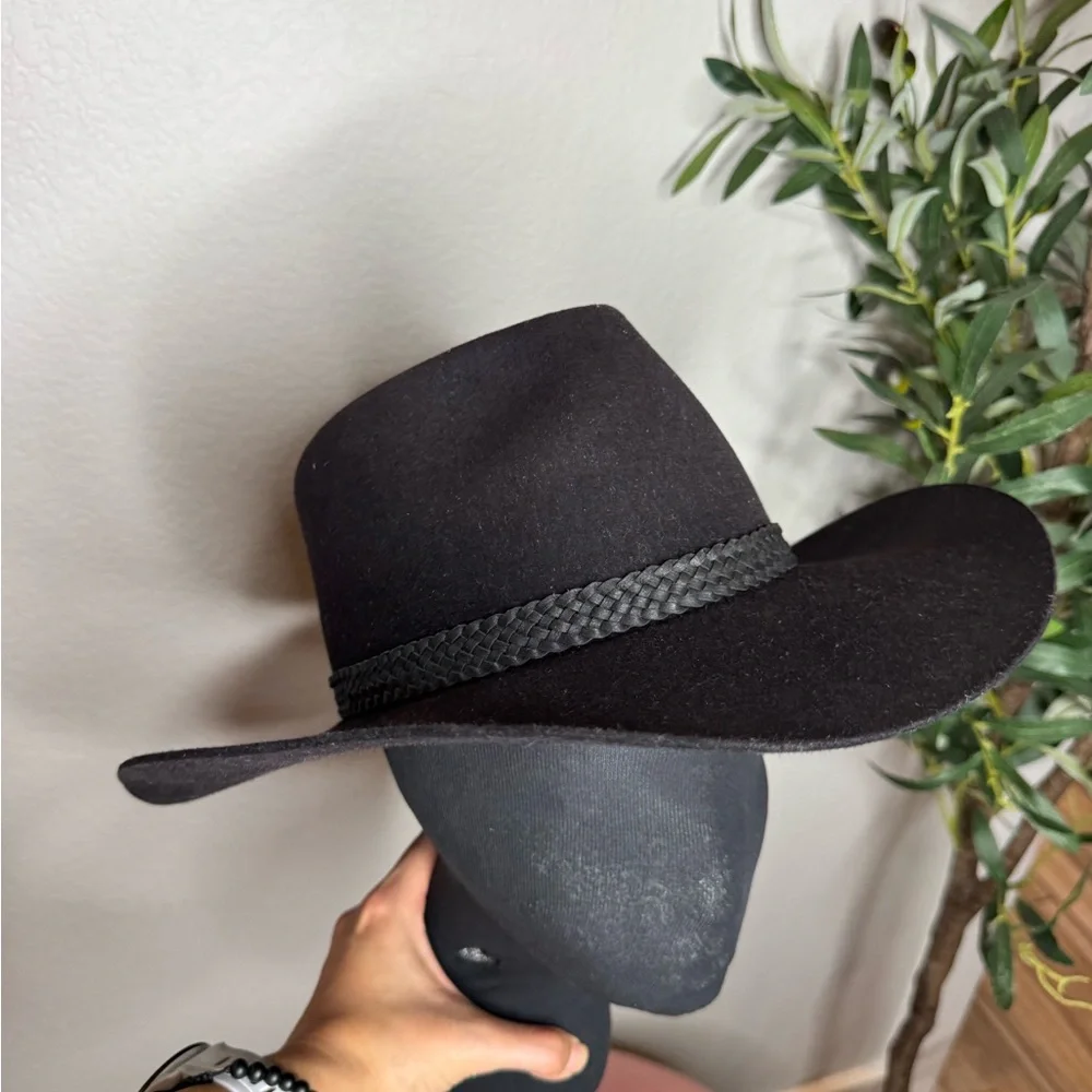 Akubra Snowy River Hat 7 1/8 Black Pure Fur Felt Western Outback Made In Austral